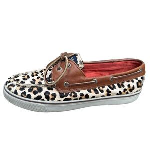 Sperry Women's Size 9 M Boat Shoes Leopard Print Faux Hair Loafers